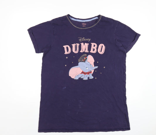 Disney Womens Purple Solid Cotton Top Pyjama Top Size S