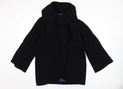 Additional front view of French Connection women’s black pea coat coat, size UK 10, button