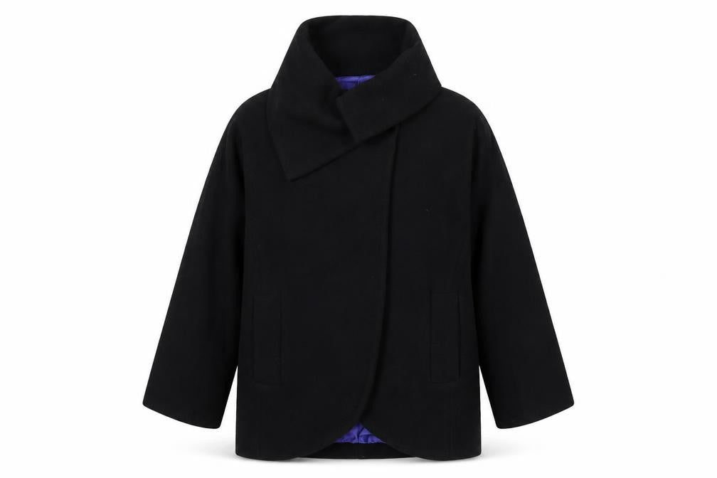French Connection Womens Black Pea Coat Coat Size 10 Button