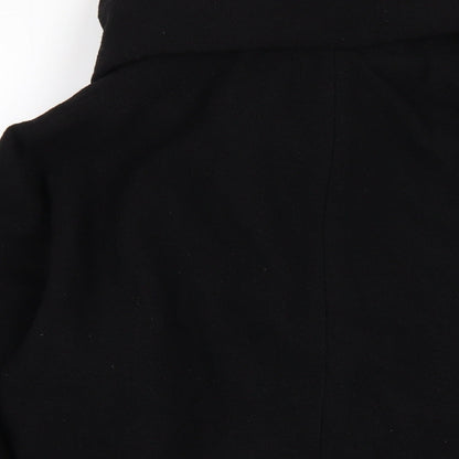 Brand and care label for French Connection women’s black pea coat coat, size UK 10, button