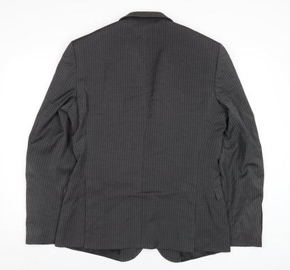 Next Mens Grey Striped Polyester Jacket Blazer Size 40 Regular