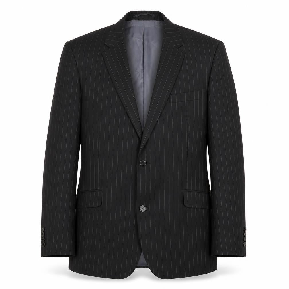 French Connection Mens Black Striped Wool Jacket Blazer Size 42 Regular