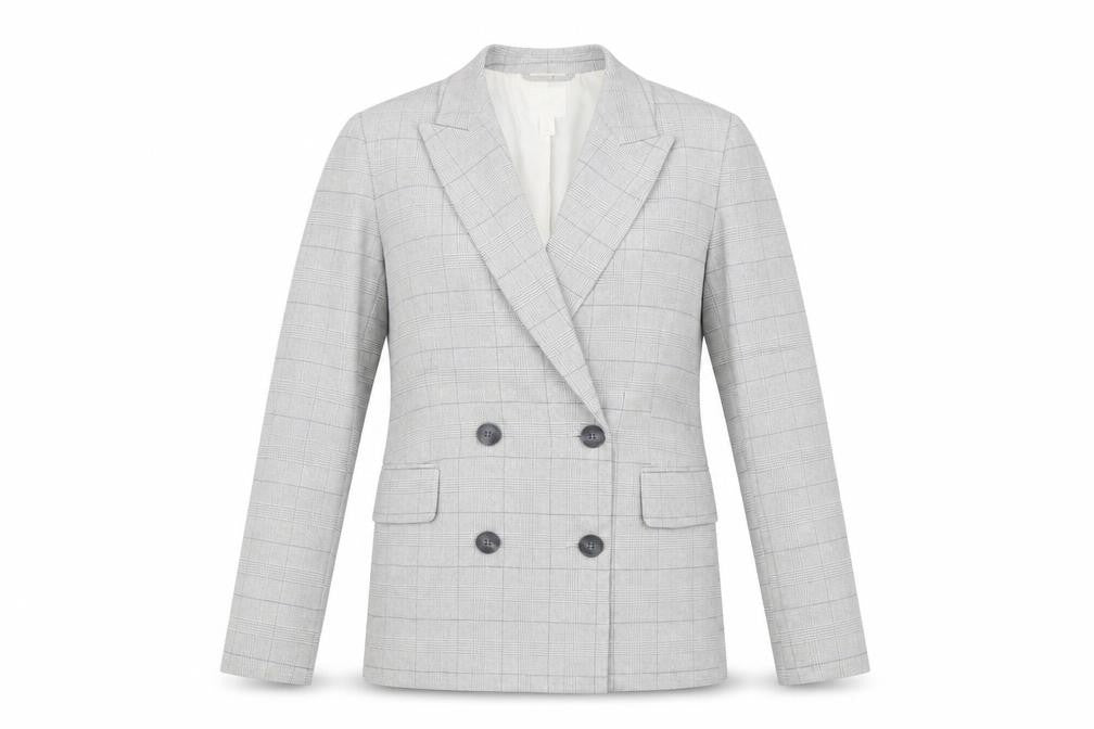 H&M Mens Grey Plaid Polyester Jacket Blazer Size XS Regular