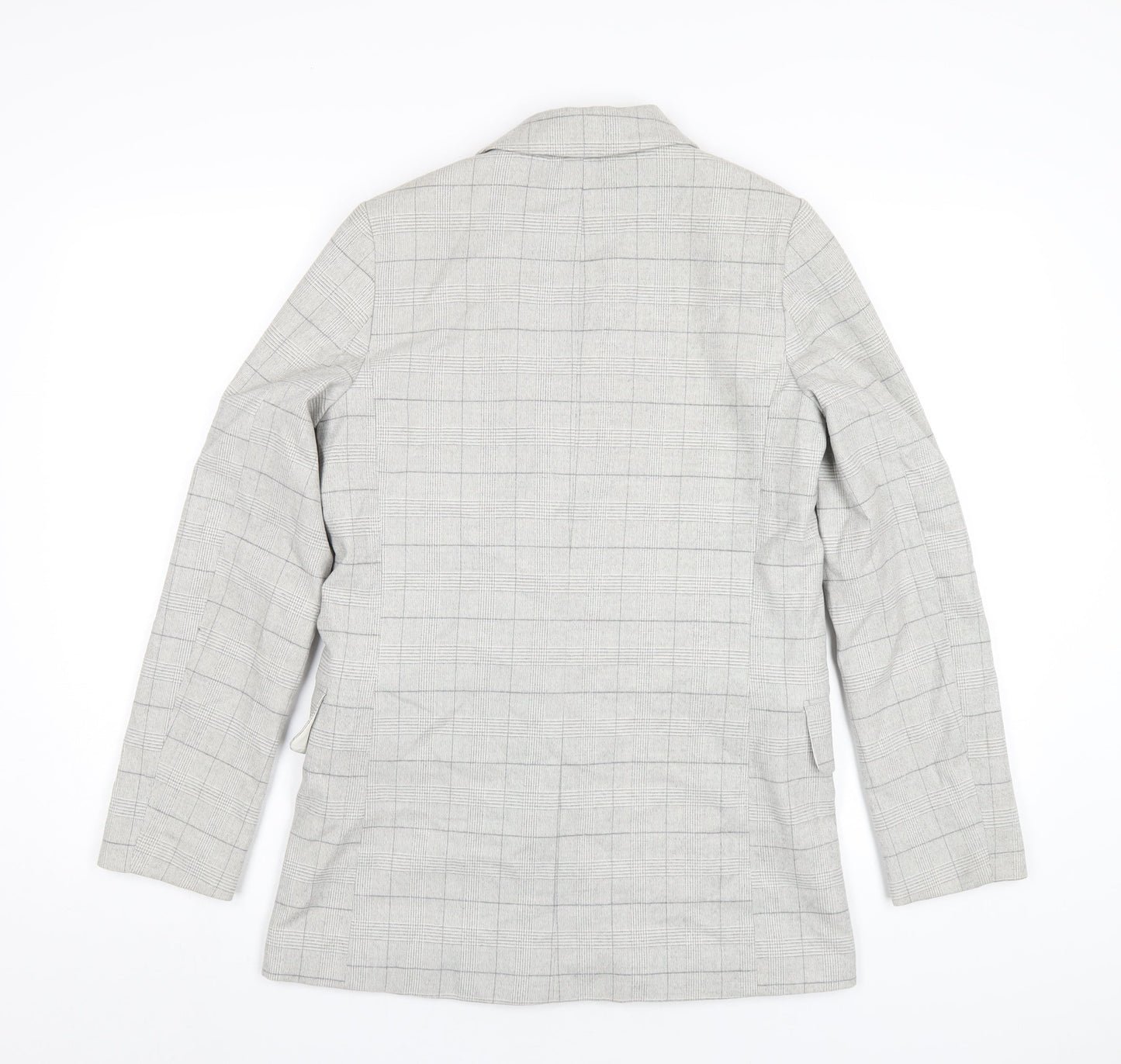 H&M Mens Grey Plaid Polyester Jacket Blazer Size XS Regular