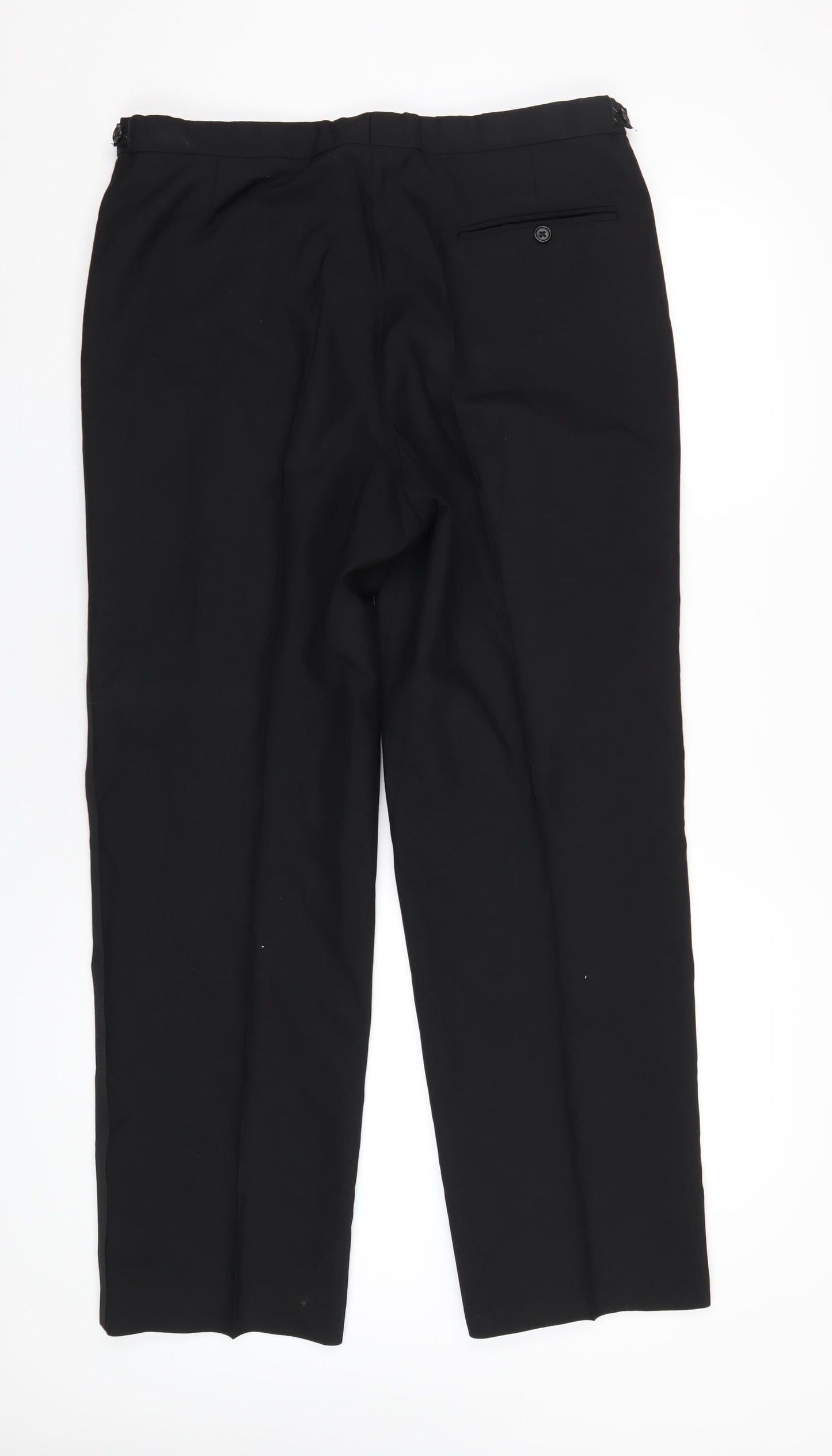 The Label Mens Black Polyester Tuxedo Suit Trousers Size 38 Regular