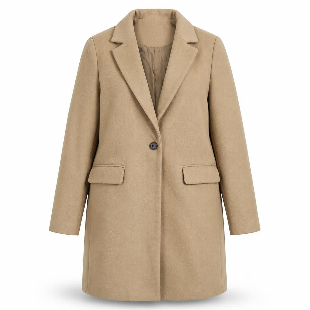 New Look Womens Beige Overcoat Coat Size 10 Button