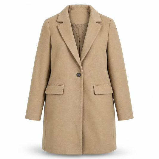 New Look Womens Beige Overcoat Coat Size 10 Button