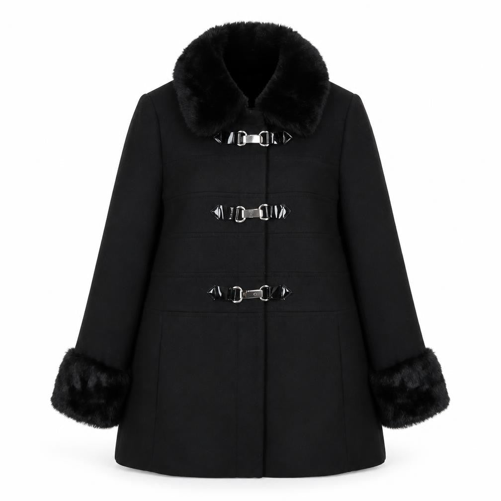 Red Herring Womens Black Pea Coat Coat Size 16 Button