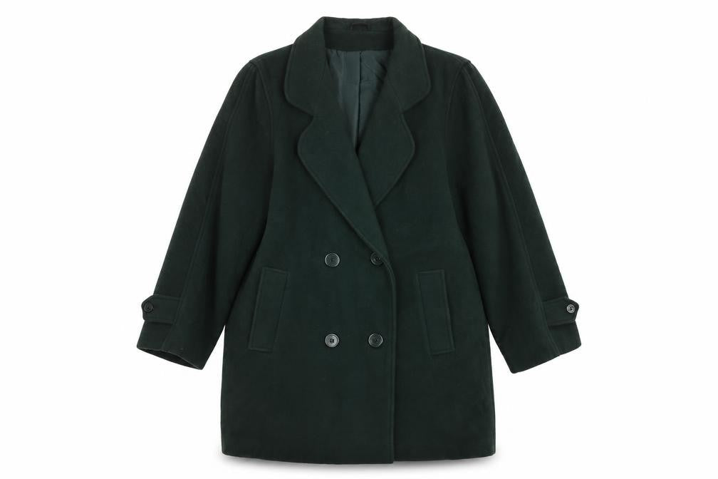 C&A Womens Green Overcoat Coat Size 12 Button