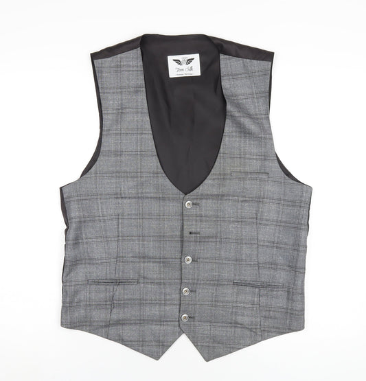 Tom Silk Mens Grey Viscose Jacket Suit Waistcoat Size 42 Regular