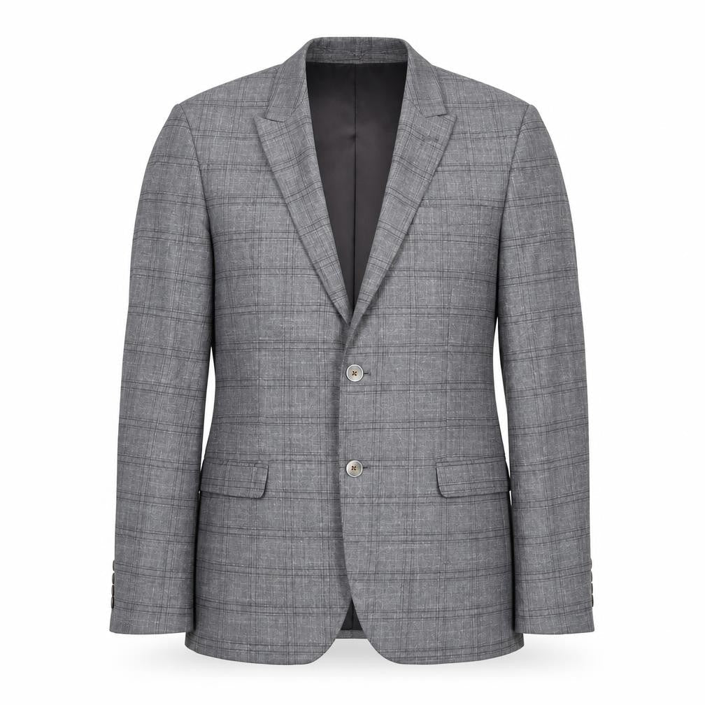 Tom Silk Mens Grey Plaid Viscose Jacket Blazer Size 42 Regular
