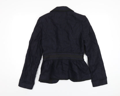 Next Womens Blue Jacket Blazer Size 8 Hook & Eye