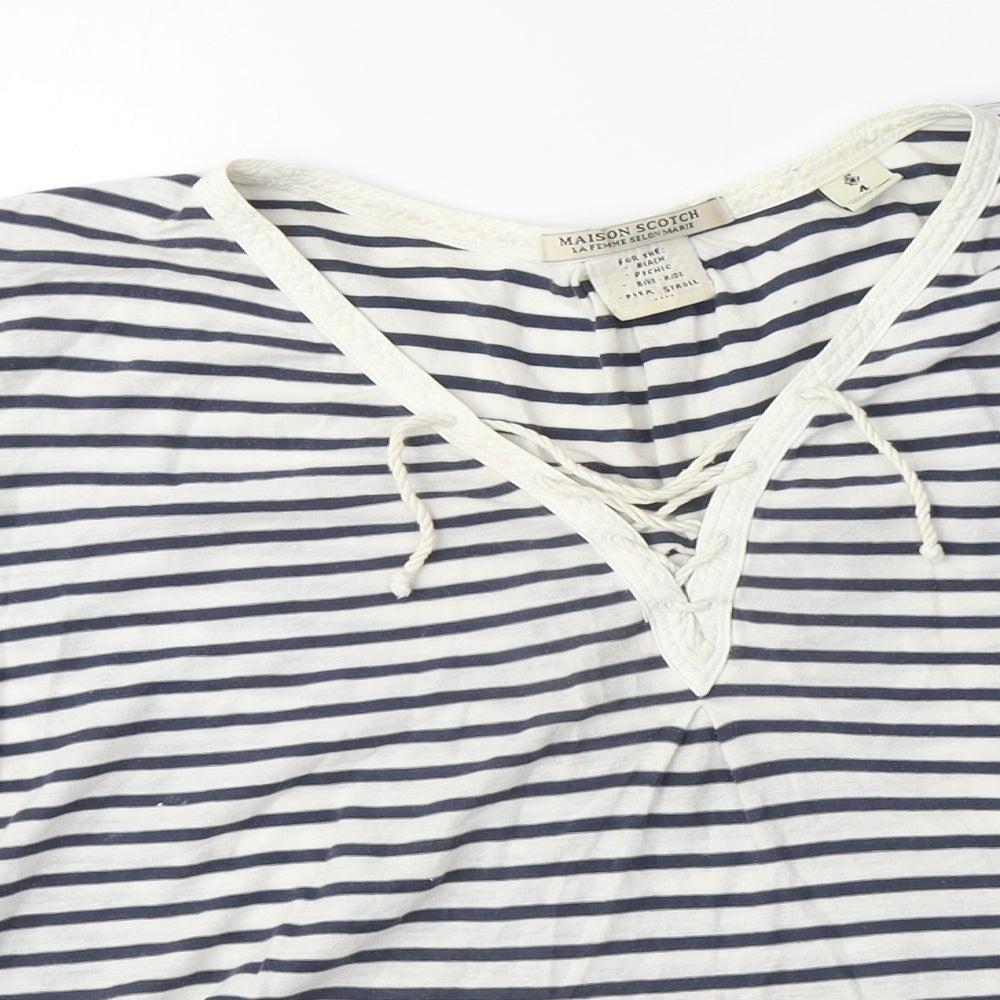 Maison Scotch Women's Striped Tunic White Blue S