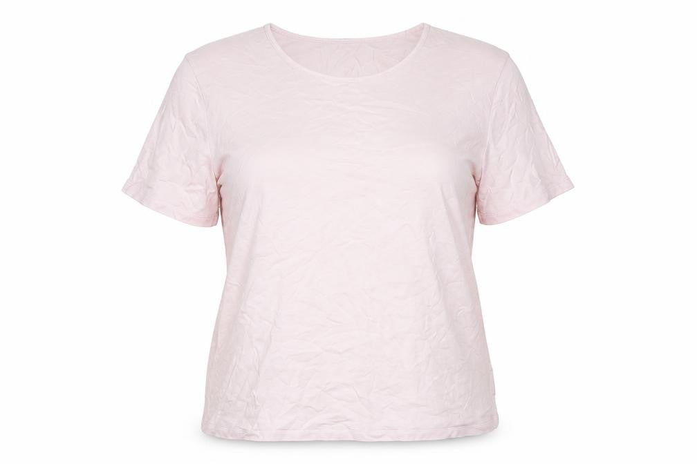 Lands' End Womens Pink Cotton Basic T-Shirt Size 14 Round Neck