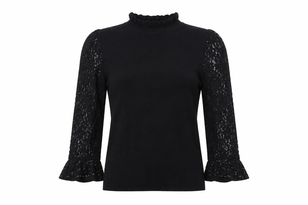 Oasis Womens Black Mock Neck Viscose Pullover Jumper Size S