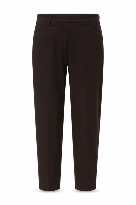 Front view of Fabrizio women’s brown polyester trousers, size UK 8, 25-inch leg regular zip