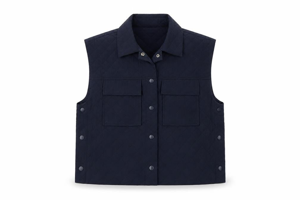 Fransa Womens Blue Jacket Waistcoat Size S Button