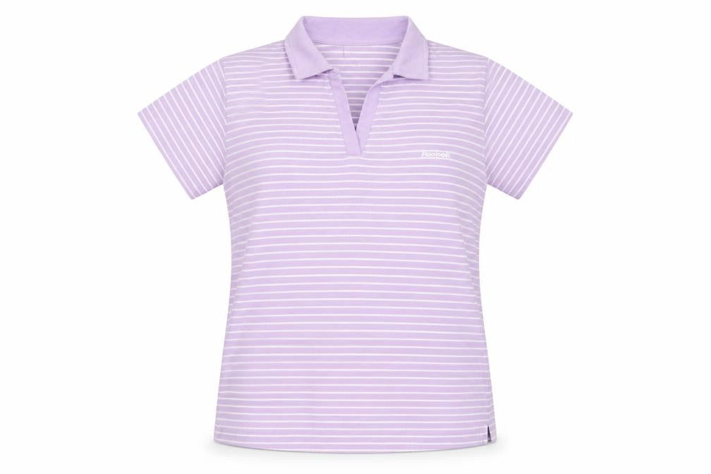Reebok Womens Purple Striped Polyester Basic Polo Size 14 Collared