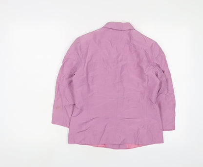 Back view of Principles women’s purple jacket blazer, size UK 8, button