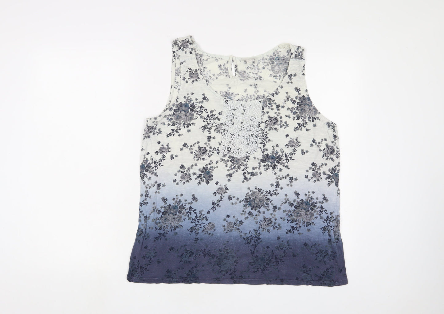 Monsoon Womens Multicoloured Floral Cotton Basic Tank Size 14 Scoop Neck - Embroidered
