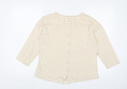 Braintree Womens Beige Striped Cotton Basic T-Shirt Size M Collared
