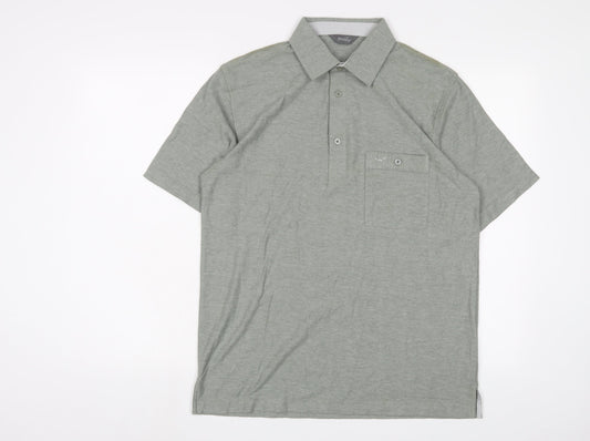 Wolsey Mens Green Cotton Polo Size S Collared Button