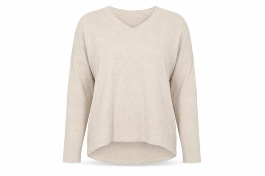 Soyaconcept Womens Beige Viscose Basic T-Shirt Size M V-Neck