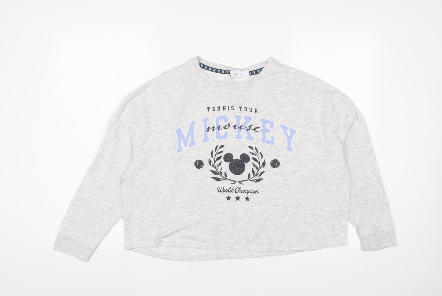 Mickey Mouse Womens Grey Cotton Pullover Sweatshirt Size M Pullover