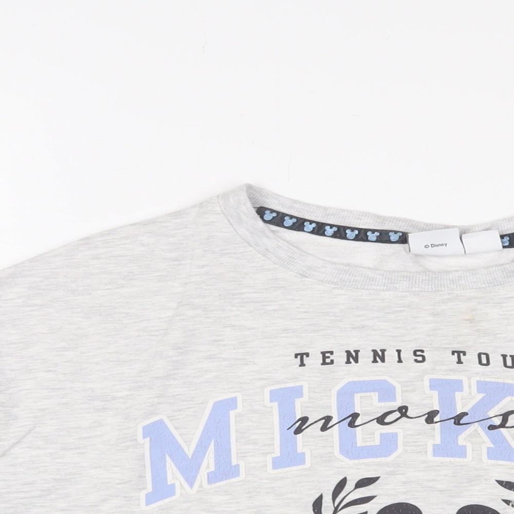 Mickey Mouse Womens Grey Cotton Pullover Sweatshirt Size M Pullover