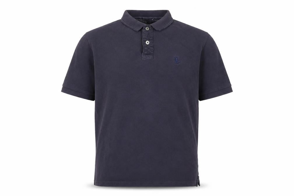 Capsule Mens Grey Cotton Polo Size L Collared Button - Logo, Embroidered