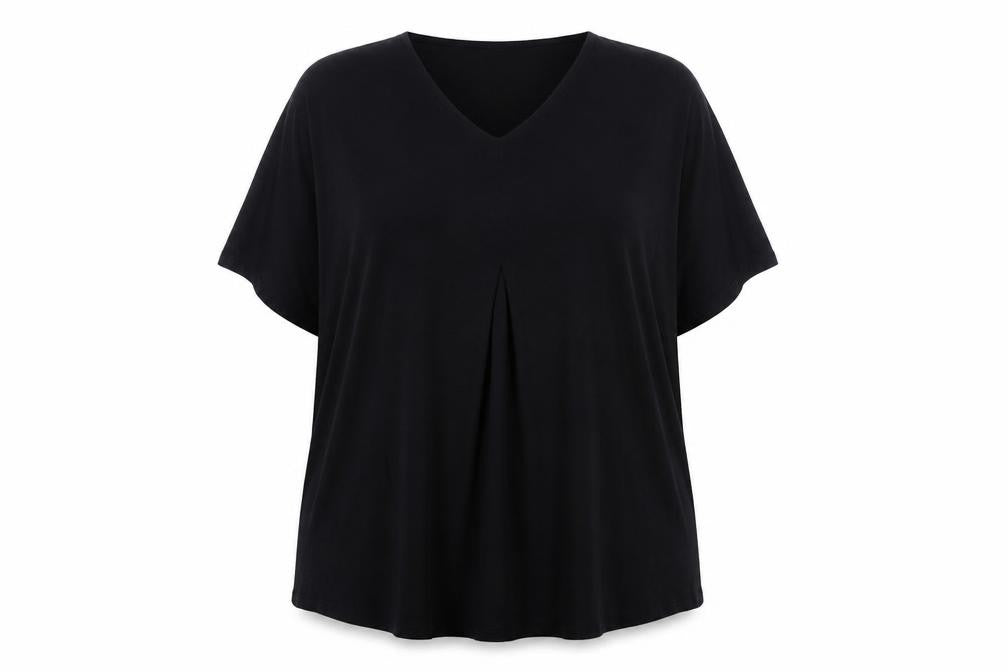 CISO Womens Black Cotton Basic T-Shirt Size 2XL V-Neck