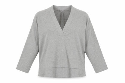 Noisy May Womens Grey Cotton Basic T-Shirt Size M V-Neck