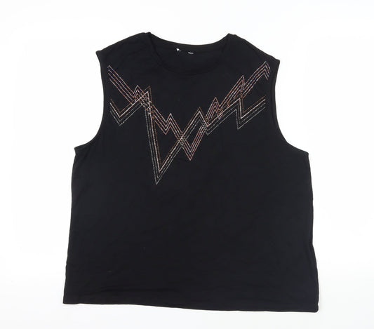 Sonder Womens Black Viscose Basic Tank Size 18 Round Neck - Rhinestone