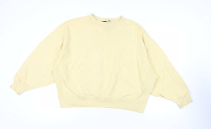 Additional front view of ASOS women’s yellow cotton pullover sweatshirt, size UK 8, pullover - oversized