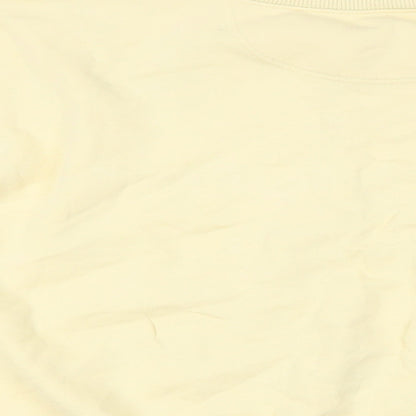 Brand and care label for ASOS women’s yellow cotton pullover sweatshirt, size UK 8, pullover - oversized
