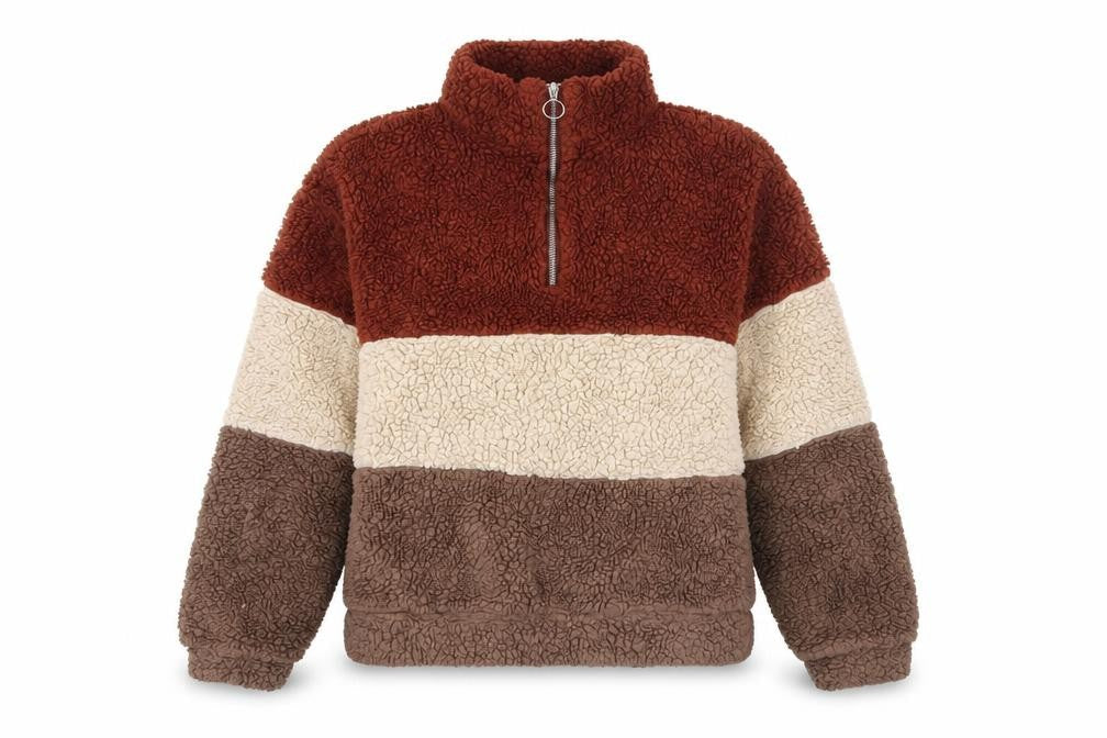 Dilvin Womens Brown Colourblock Polyester Pullover Sweatshirt Size S Zip