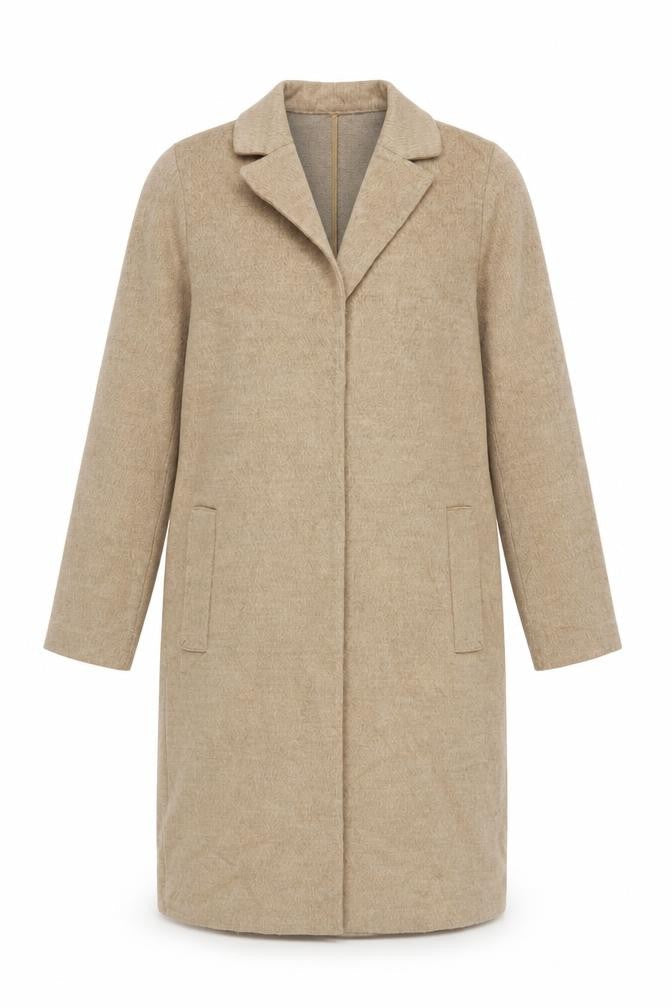 H&M Womens Beige Overcoat Coat Size 6 Snap