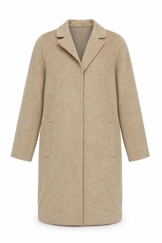H&M Womens Beige Overcoat Coat Size 6 Snap