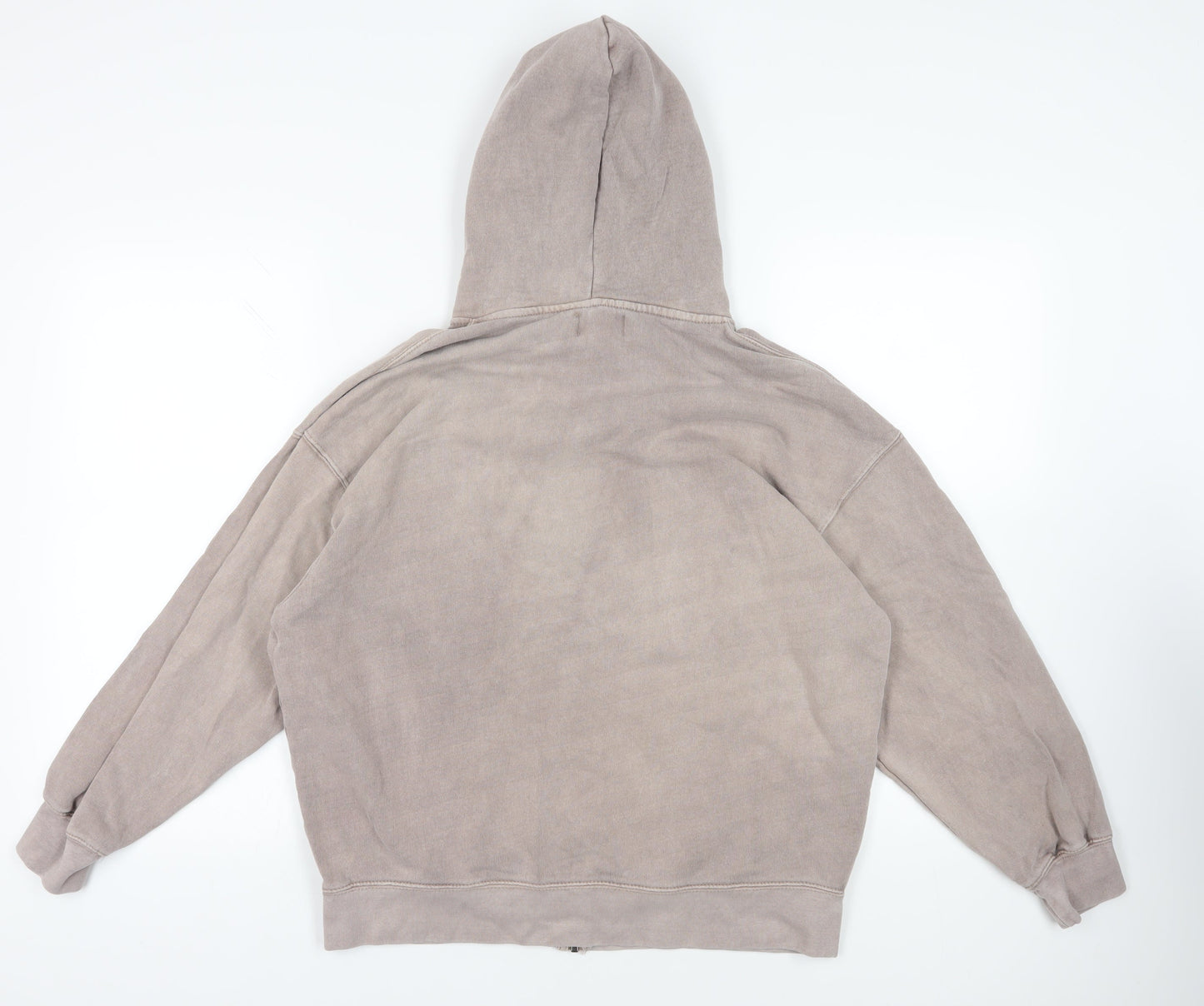 Pull&Bear Mens Grey Cotton Full Zip Hoodie Size S - Pockets