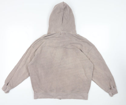 Pull&Bear Mens Grey Cotton Full Zip Hoodie Size S - Pockets