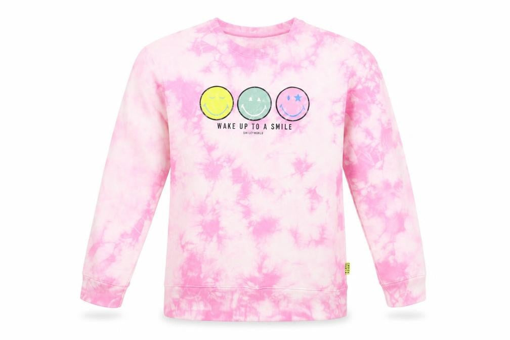 Marks & Spencer Girls Pink Geometric Cotton Pullover Sweatshirt Size 12-13 Years Pullover - Smiley World Tie-Dye