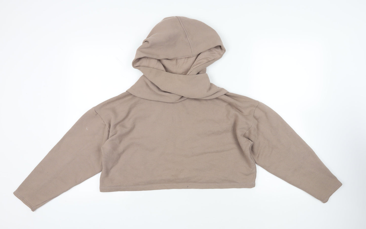 Zara Womens Beige Cotton Pullover Hoodie Size S Pullover - Cropped