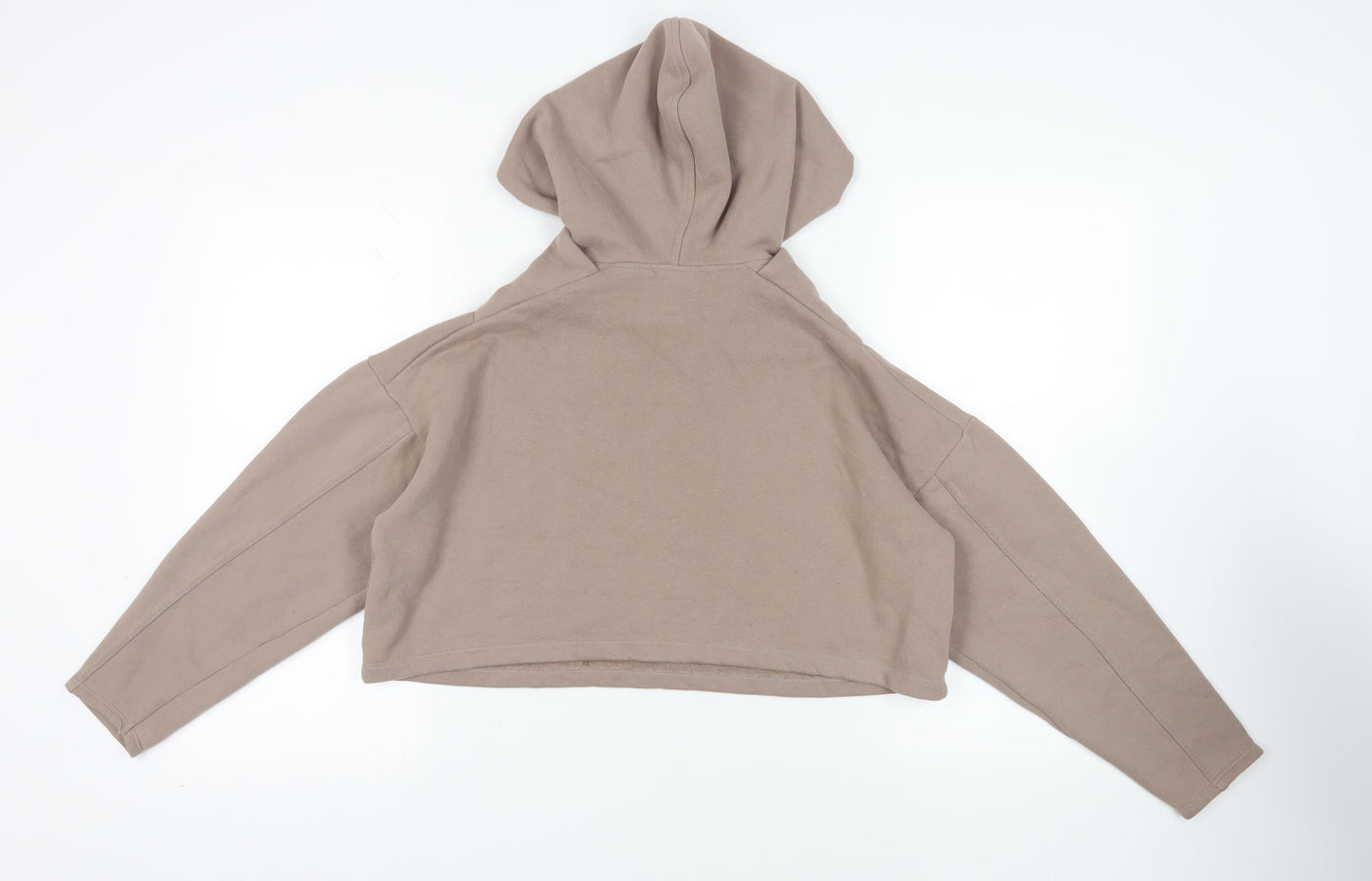 Zara Womens Beige Cotton Pullover Hoodie Size S Pullover - Cropped