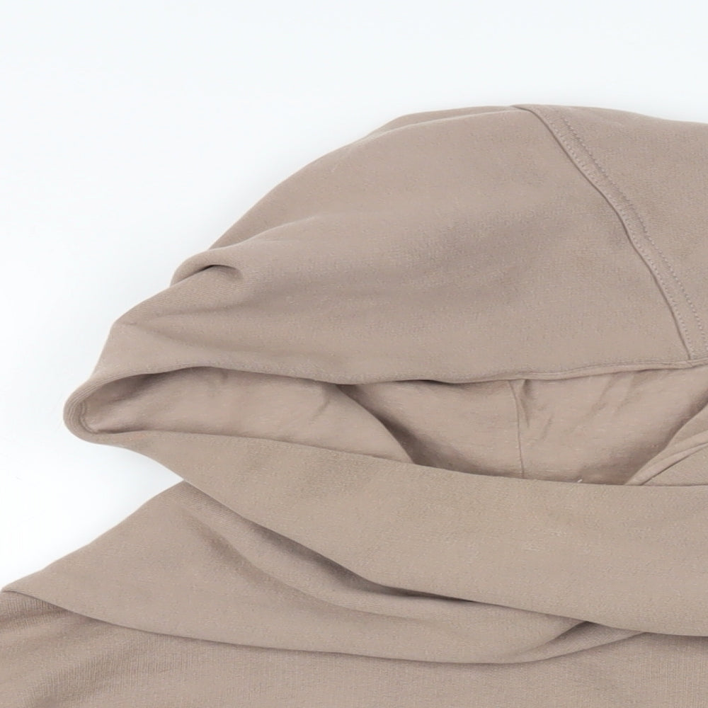 Zara Womens Beige Cotton Pullover Hoodie Size S Pullover - Cropped