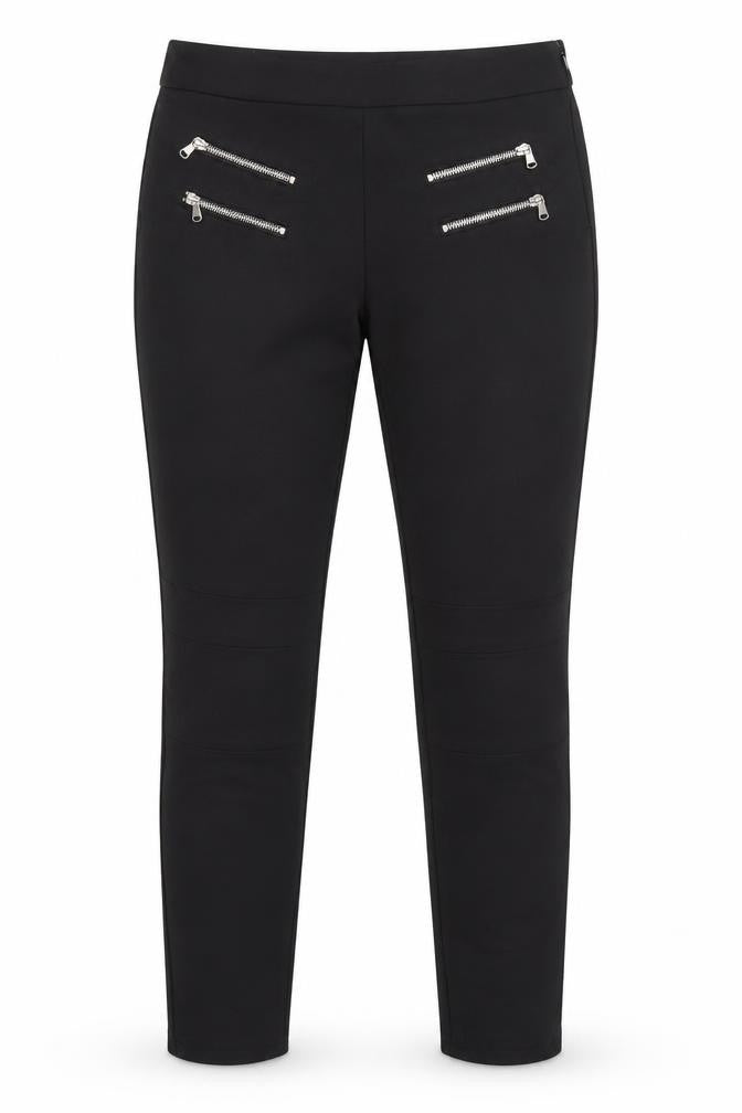 Zara Womens Black Cotton Trousers Size M L29 in Regular Zip - Zip Detail