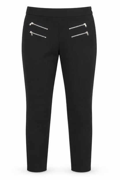 Zara Womens Black Cotton Trousers Size M L29 in Regular Zip - Zip Detail