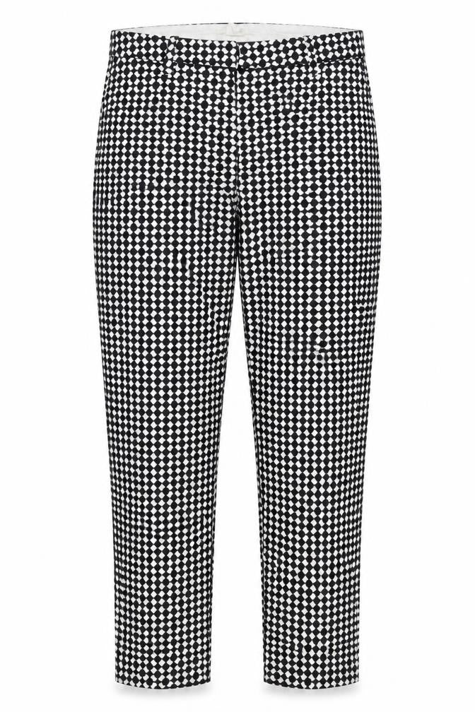 H&M Womens Black Geometric Cotton Chino Trousers Size 8 L28 in Regular Zip