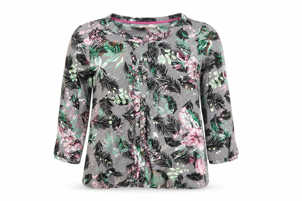 Per Una Womens Grey Floral Polyester Basic Button-Up Size 12 Round Neck