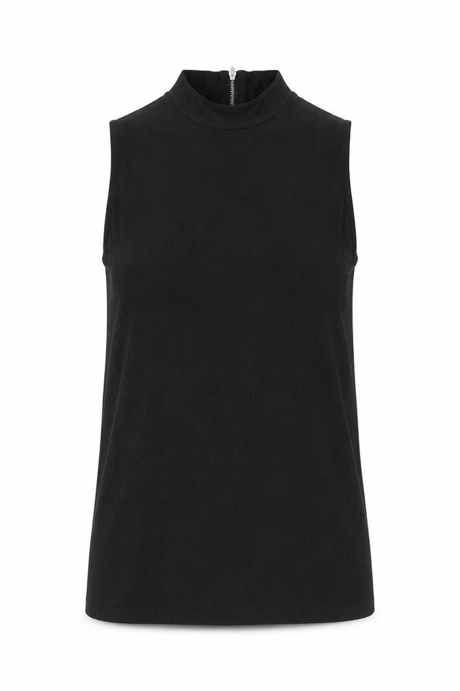 ASOS Womens Black Viscose Basic Blouse Size 10 Mock Neck - Ribbed