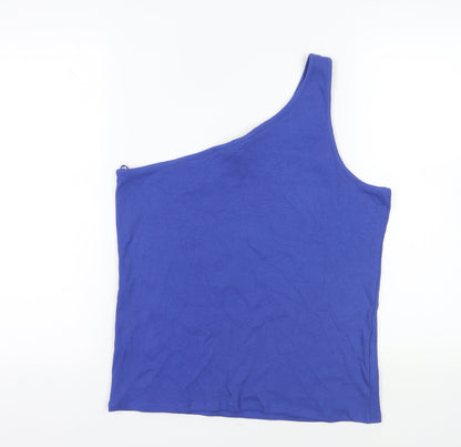 Marks & Spencer Womens Blue Cotton Basic Tank Size 20 One Shoulder - Ribbed